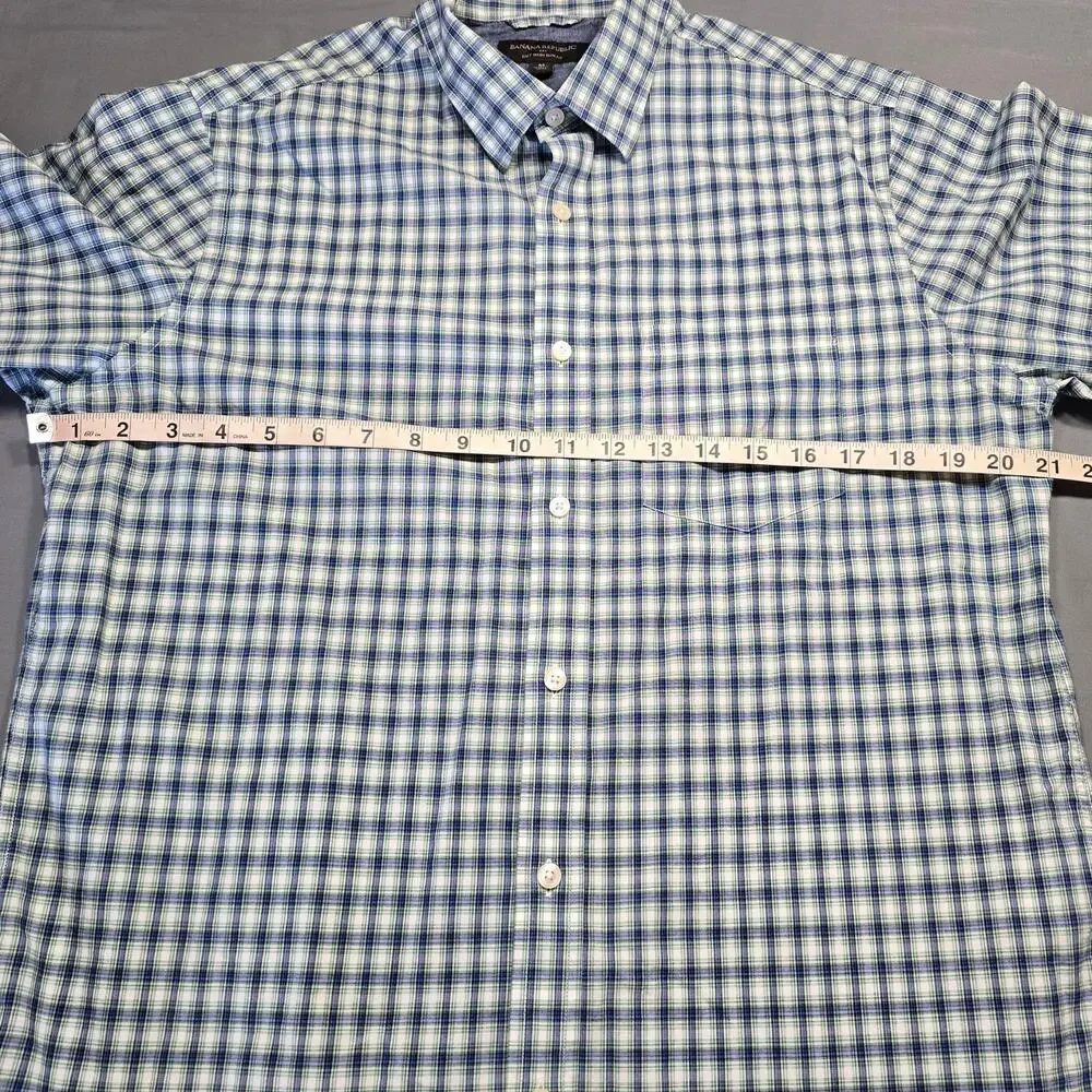 Banana Republic Blue White Plaid Shirt Long Sleeve Button Up Slim Fit Men Size M